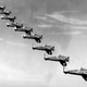 A stacked formation of P-26 Peashooters. (San Diego Air and Space Museum)